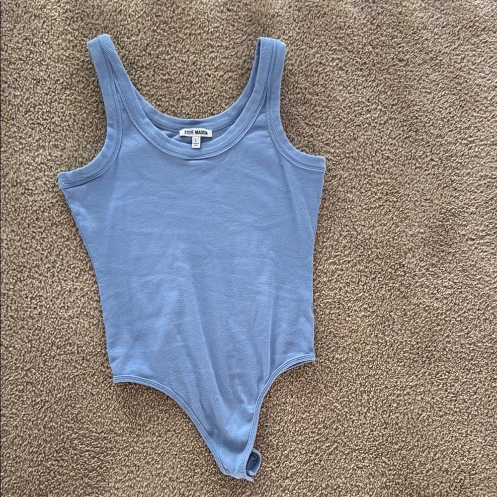 Steve Madden Blue Scoop Neck Bodysuit